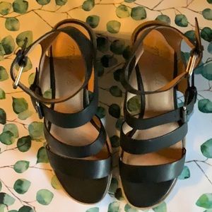 Madewell Black Leather Strappy Sandals 7.5